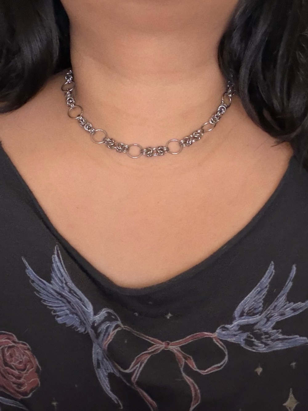 Vintage Gothic Chunky Silver Chocker Chainmaille Necklace